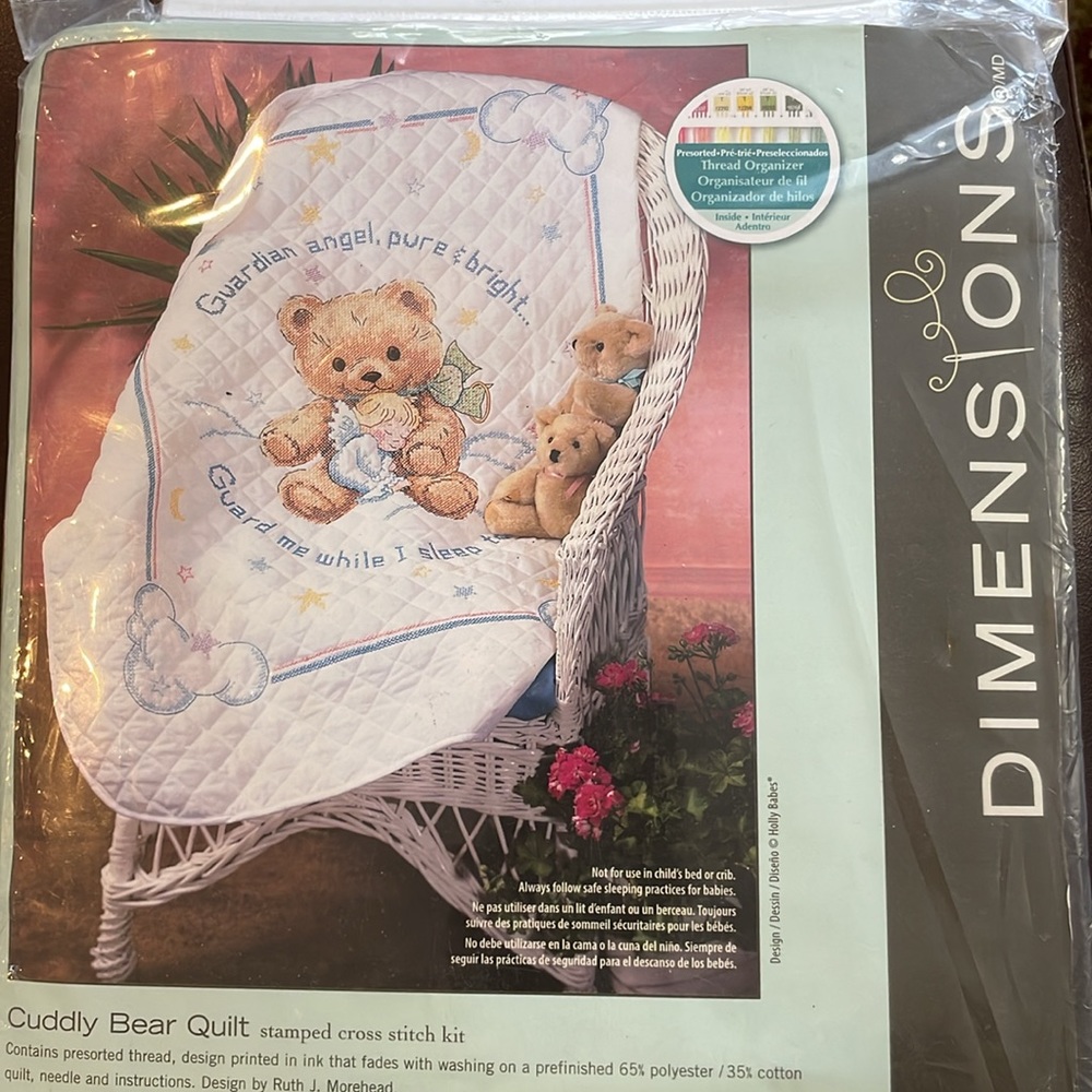 Dimensions Baby Quilt Stamped Cross-Stitch Kit Cuddly Bear